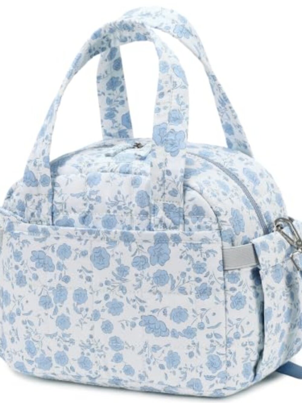 Quilted Insulated Lunch Bag Puffy Lunch Tote w/ Shoulder Strap